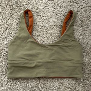 lululemon align bra; reversible burnt orange and olive green